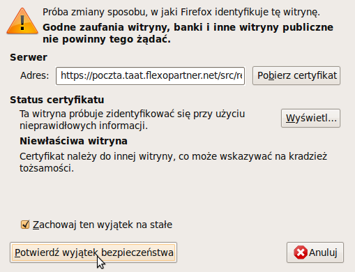 Zrzut ekranu: SSL Firefox, krok 4